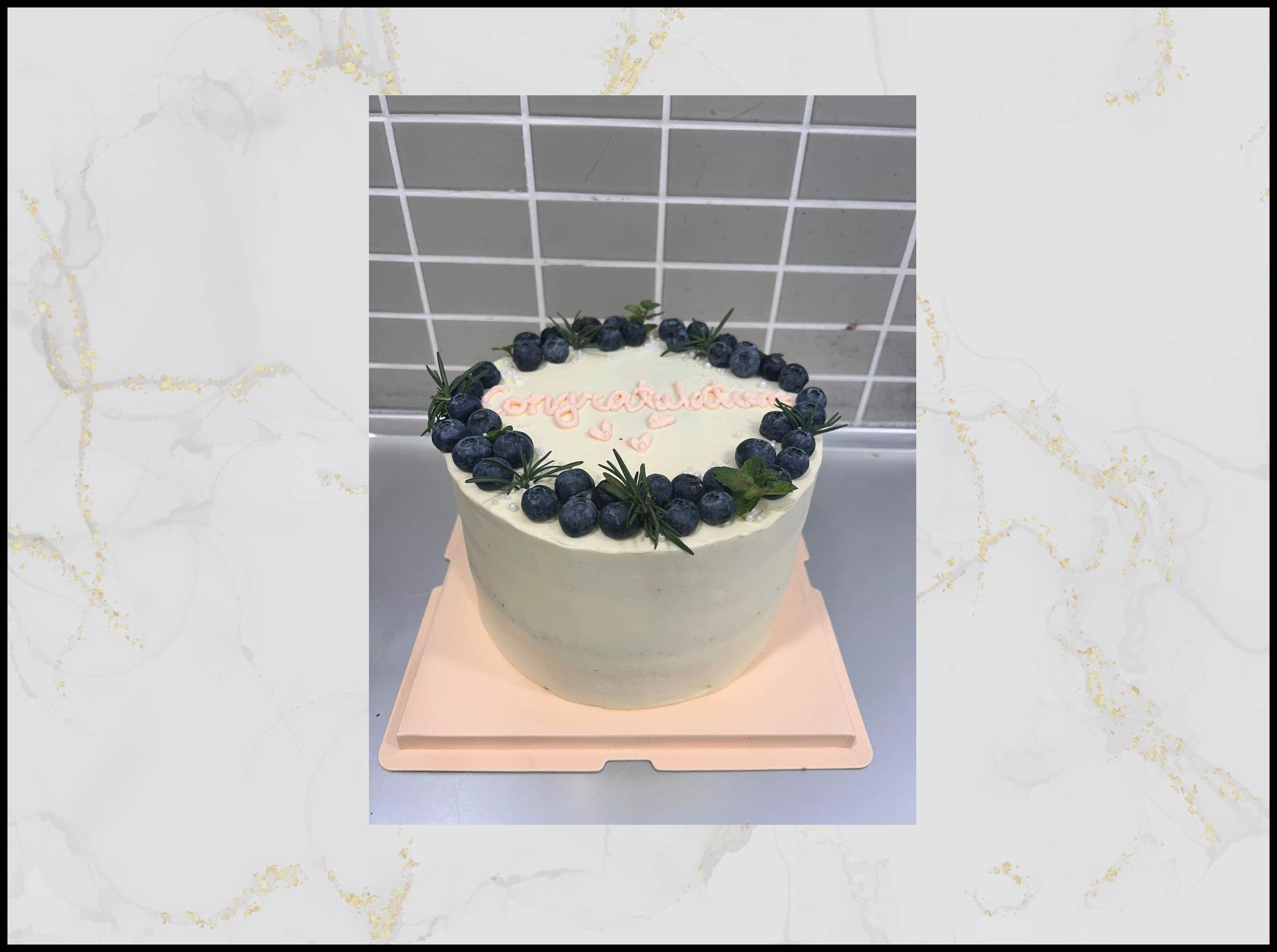 Decorative cake with blueberries macau bakery