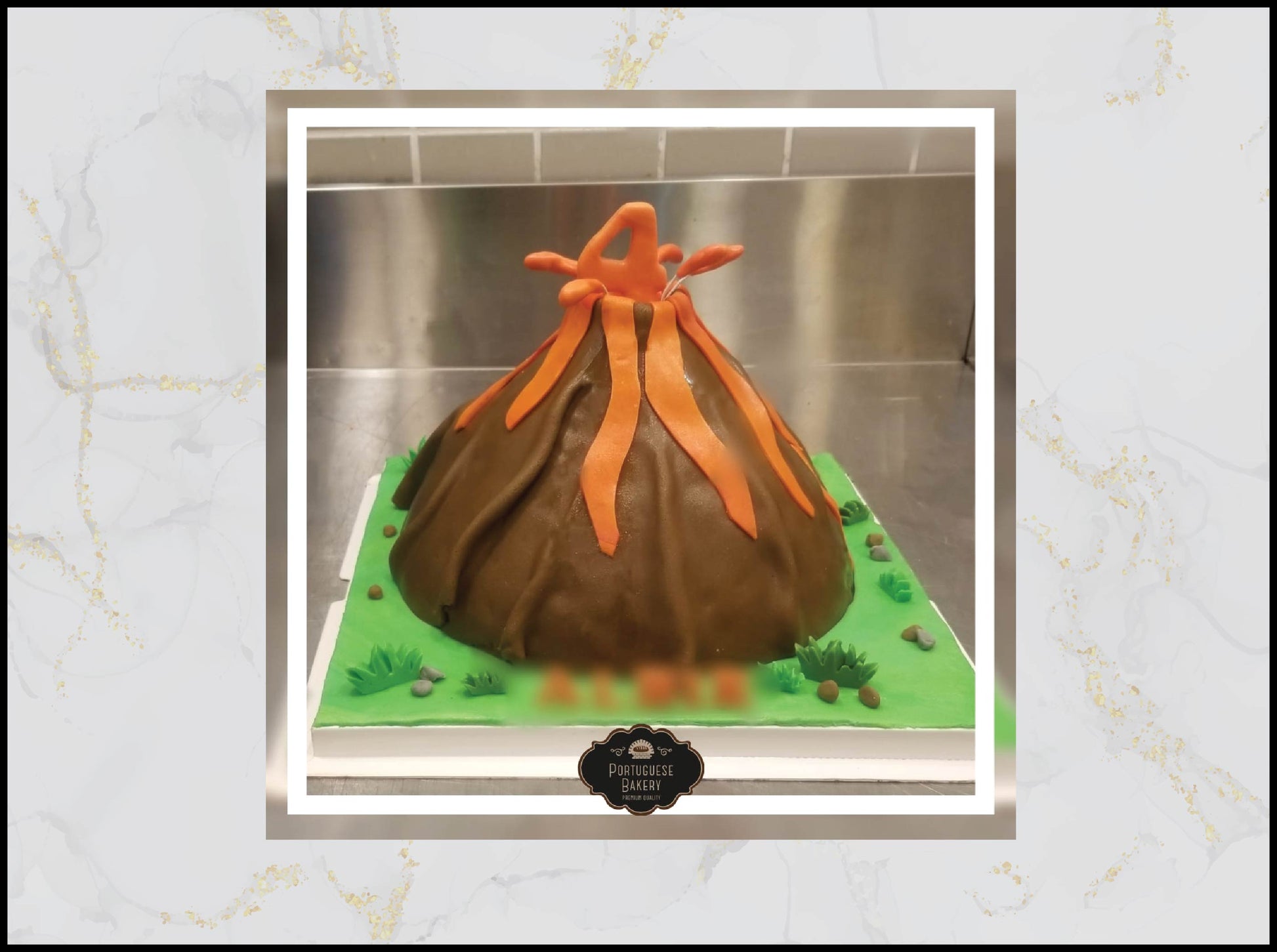 Volcano Birthday Cake with lava eruption design in Macau