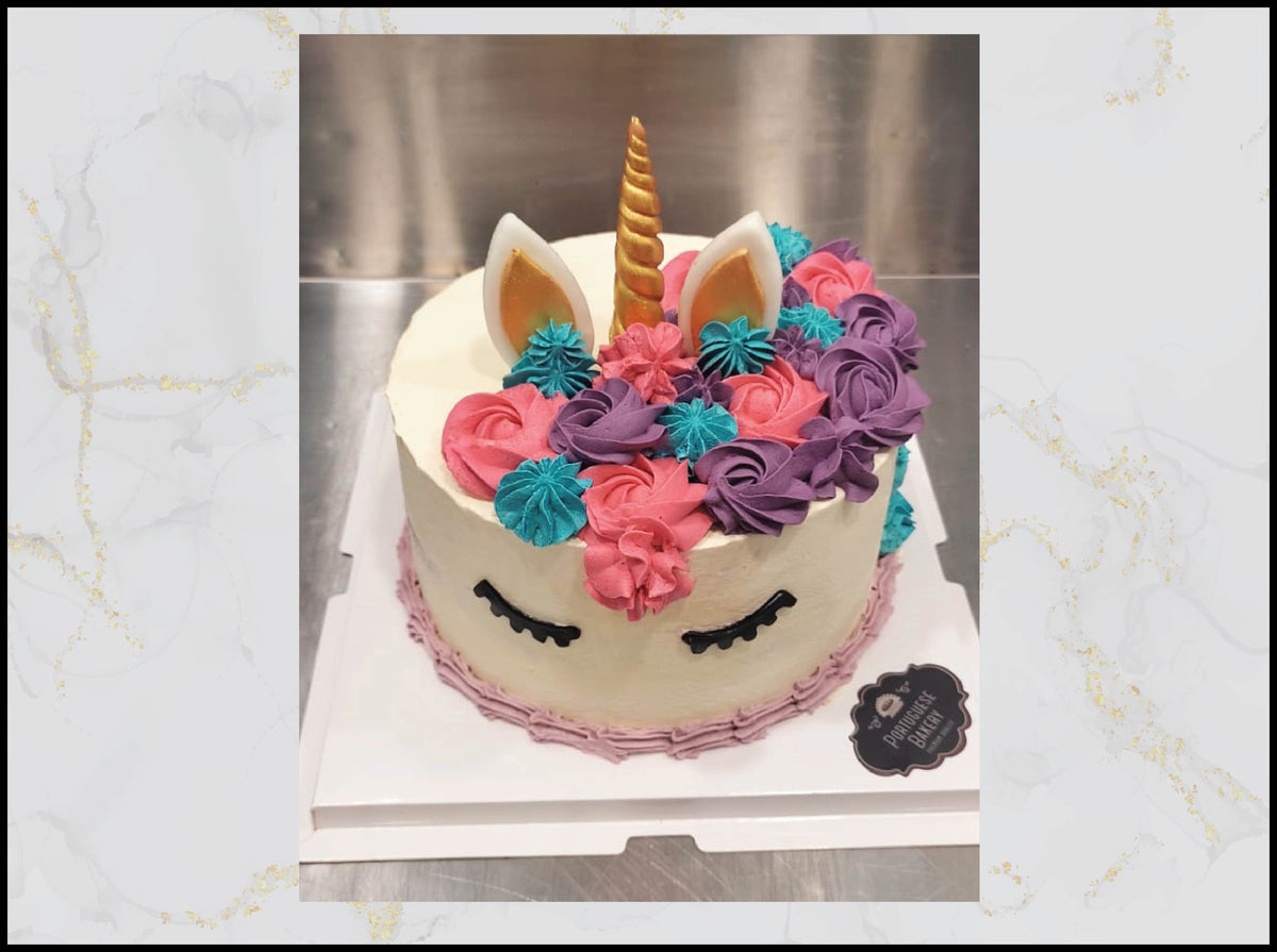 White, purple and pink unicorn cake with pastel fantasy design in Macau