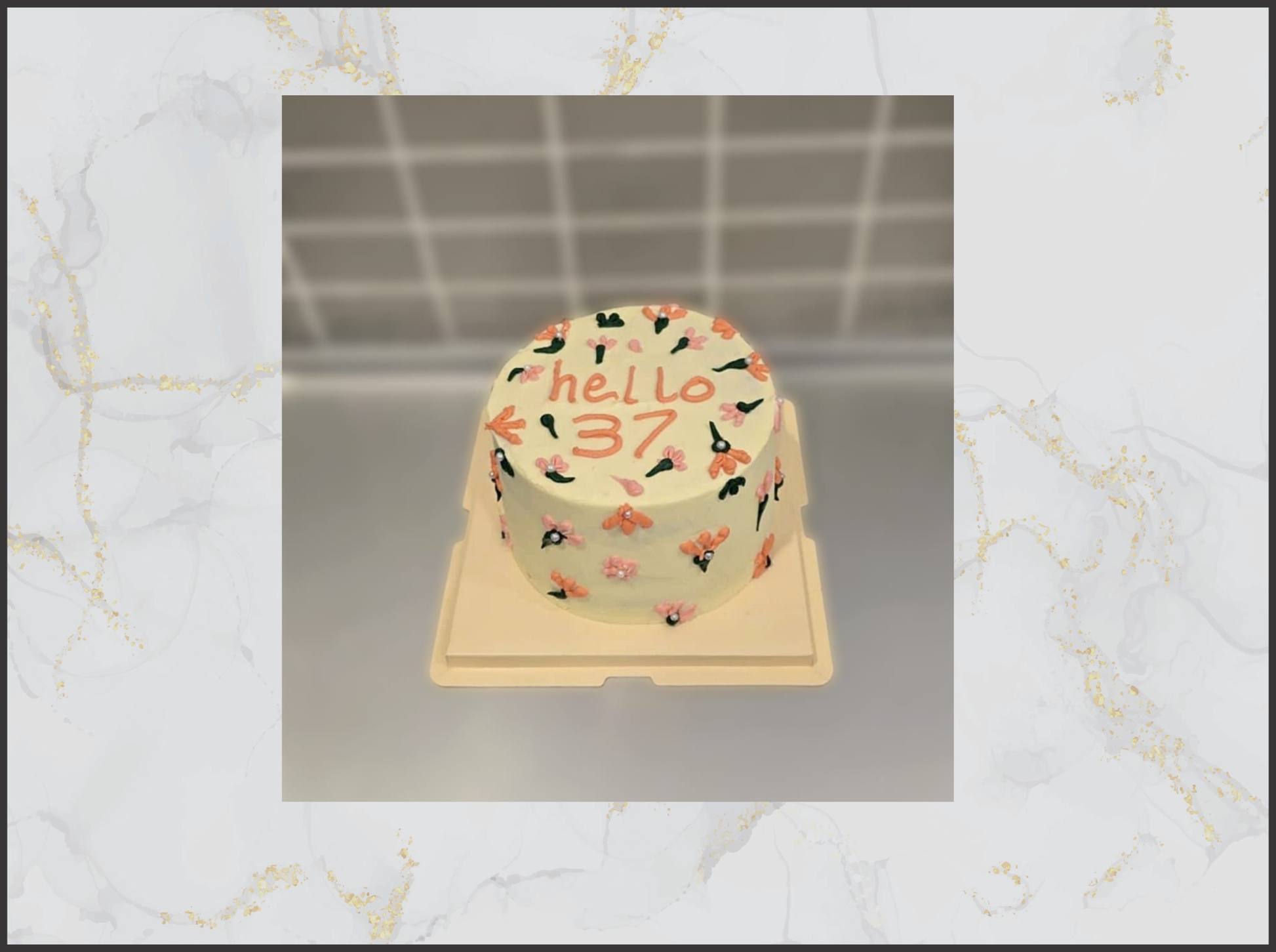 Birthday cake with modern decoration from Portuguese Bakery