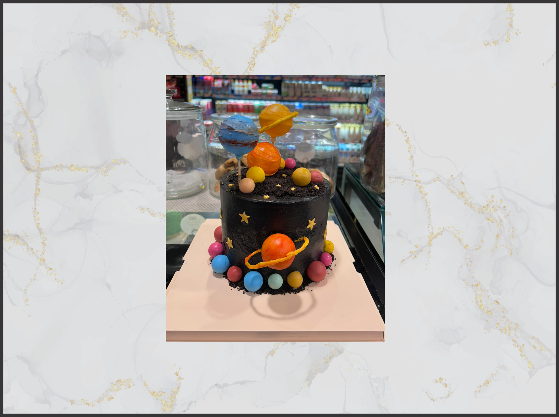 Customized birthday cake in Macau with chocolate frosting and cream